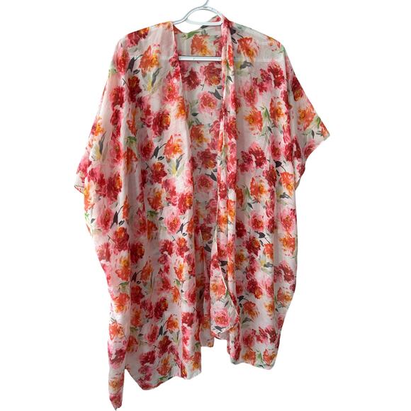 Kindred Bravely Open Floral Sheer Kimono Boho Coverup One Size Fits Most - Picture 1 of 7